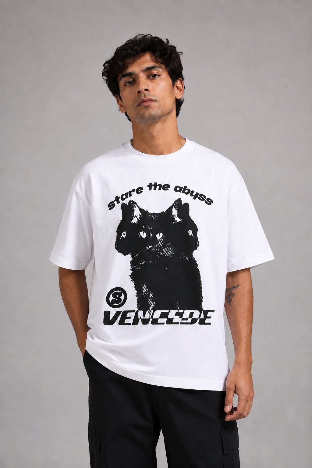 Stare Into The Abyss Oversized Graphic T-Shirt – White