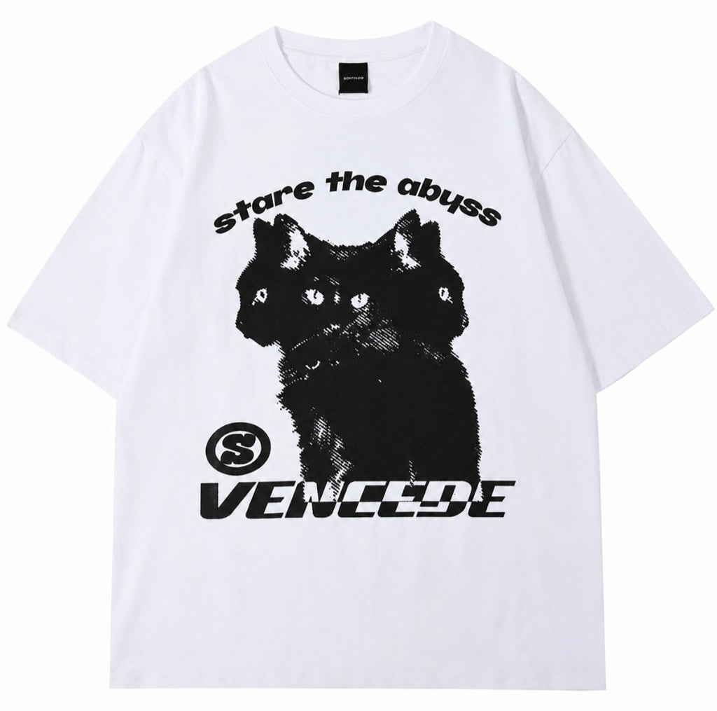 Stare Into The Abyss Oversized Graphic T-Shirt – White