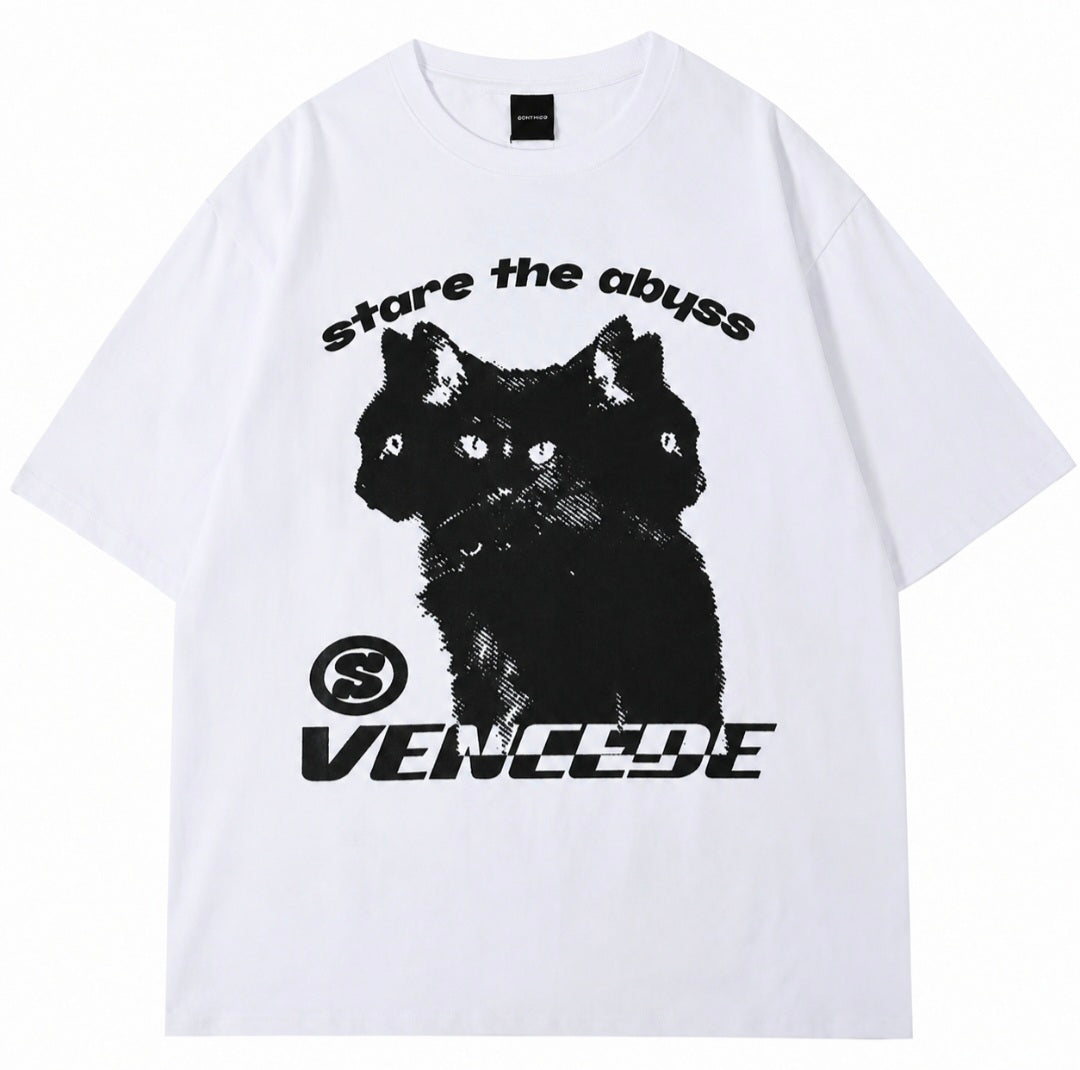 Stare Into The Abyss Oversized Graphic T-Shirt – White