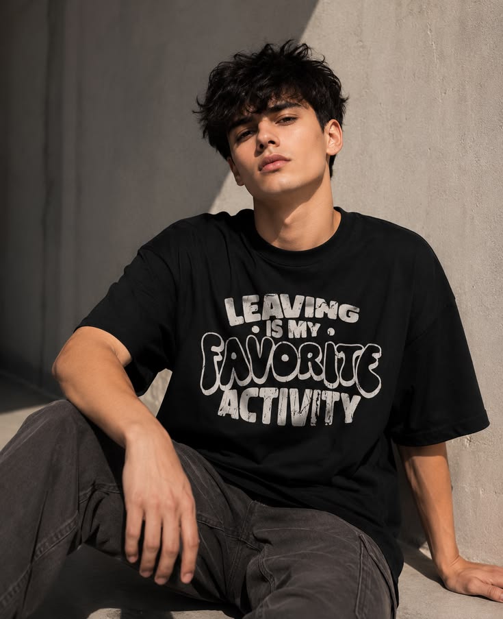Leaving Is My Favorite Activity Oversized Graphic T-Shirt – Black