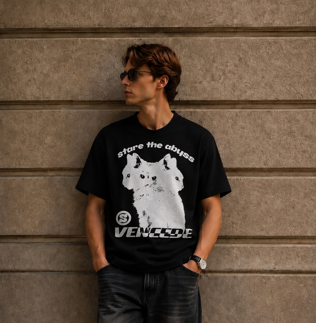 Stare The Abyss Graphic Oversized T-Shirt – Black