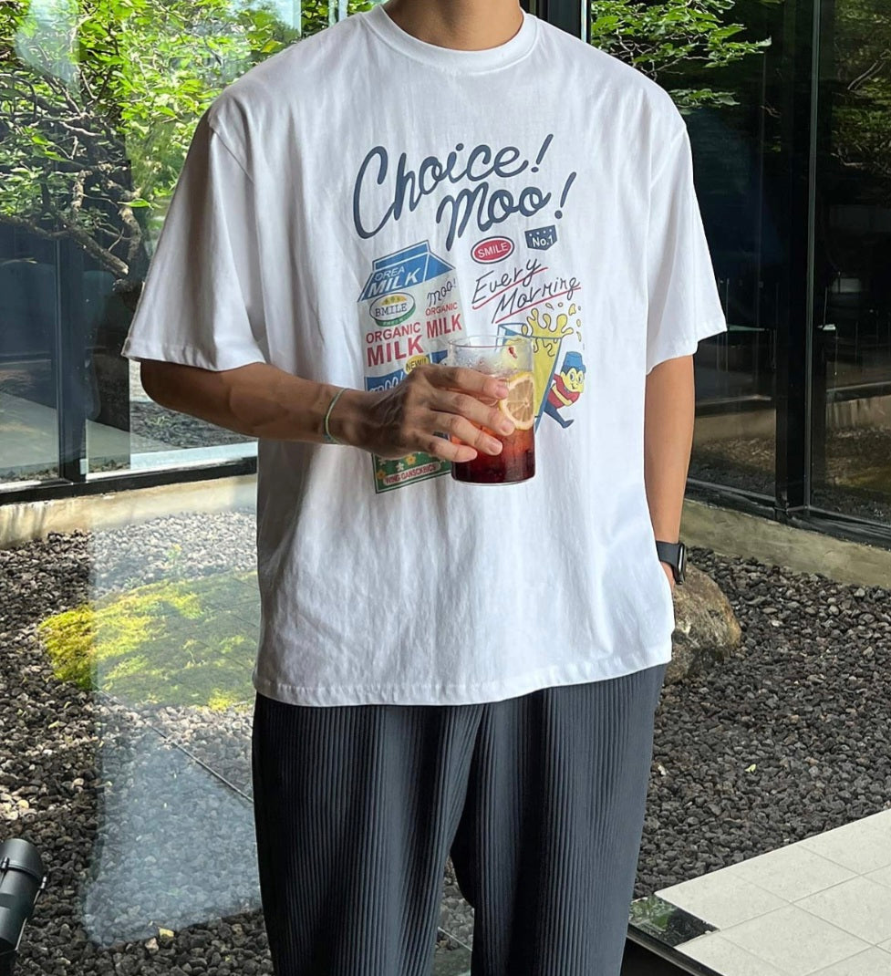 Choice Moo! Graphic Oversized T-Shirt – White