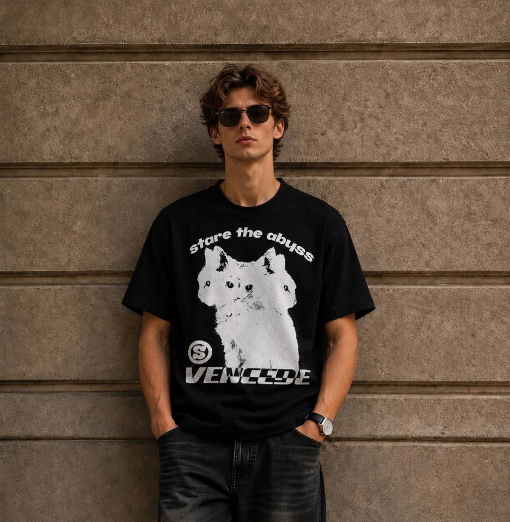 Stare The Abyss Graphic Oversized T-Shirt – Black