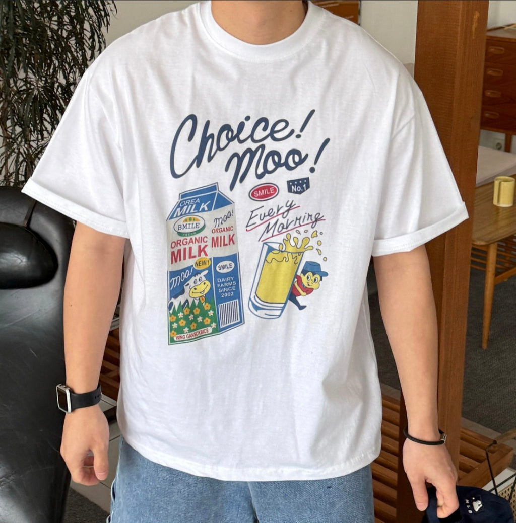Choice Moo! Graphic Oversized T-Shirt – White