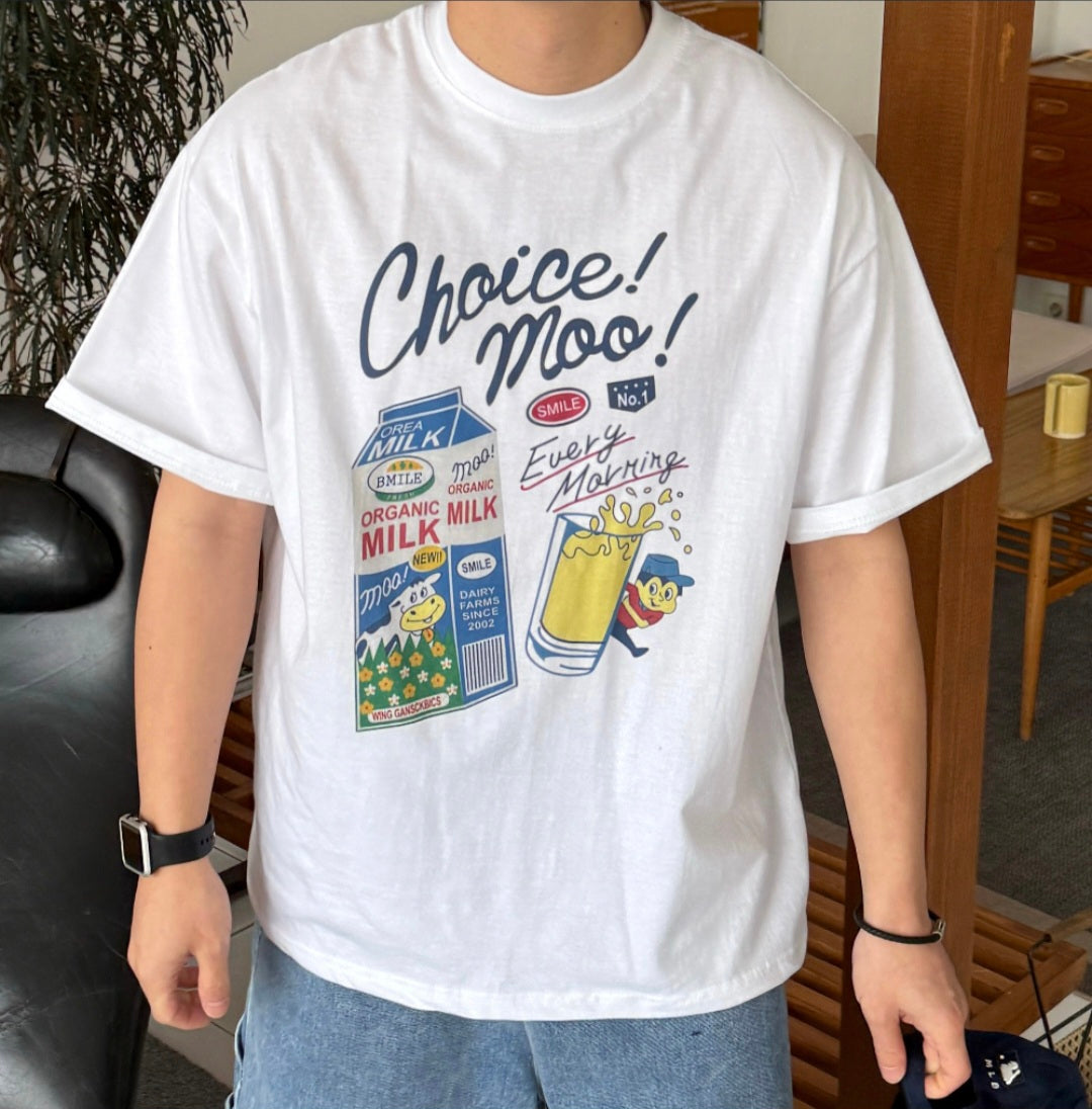 Choice Moo! Graphic Oversized T-Shirt – White