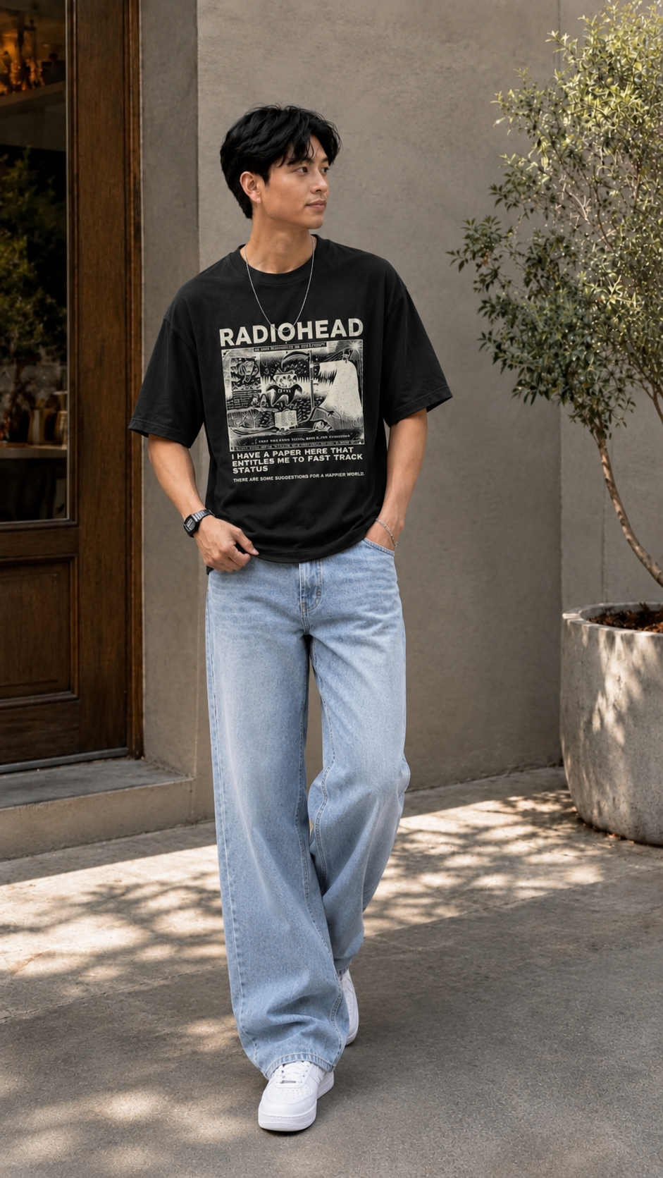 Radiohead Graphic Oversized T-Shirt – Unisex Heavyweight Cotton Streetwear Tee