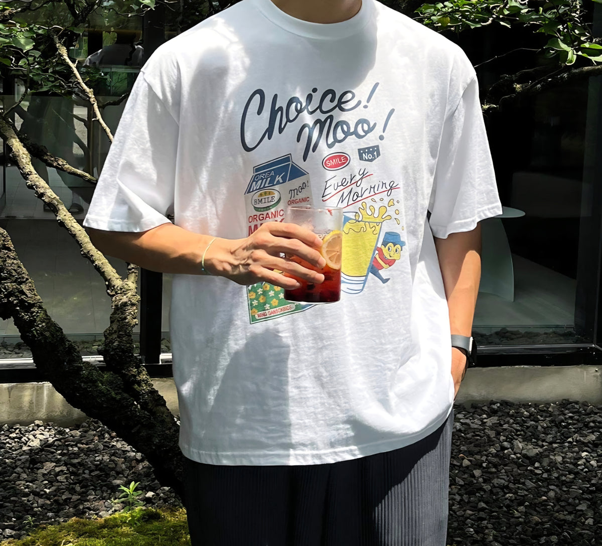 Choice Moo! Graphic Oversized T-Shirt – White