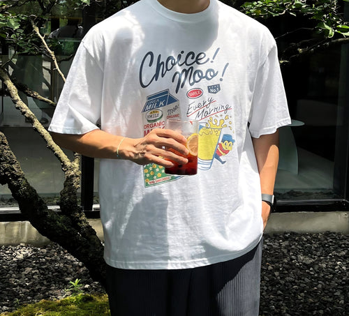Choice Moo! Graphic Oversized T-Shirt – White