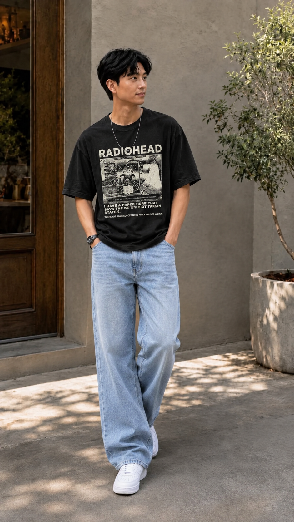 Radiohead Graphic Oversized T-Shirt – Unisex Heavyweight Cotton Streetwear Tee