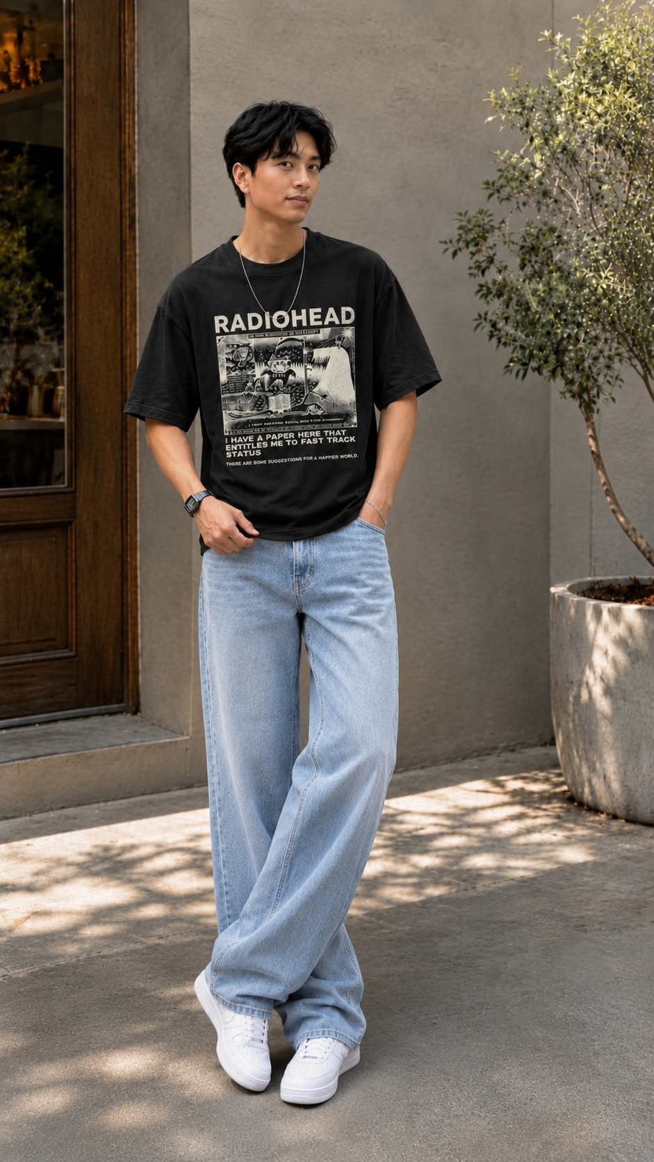 Radiohead Graphic Oversized T-Shirt – Unisex Heavyweight Cotton Streetwear Tee